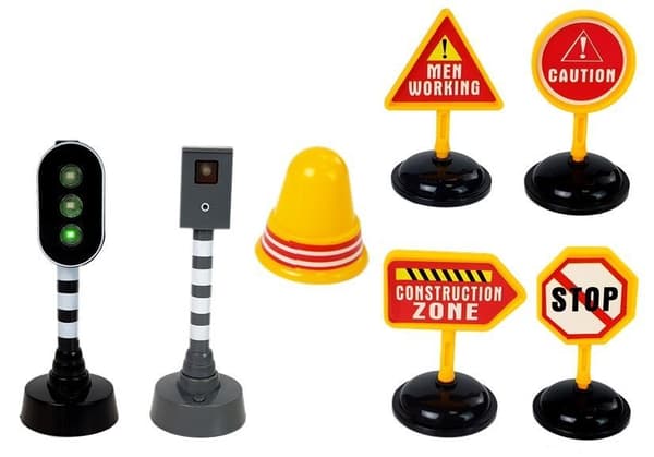 Tipper Set 1:14 Road Signs Lights Speed ​​Camera Yellow