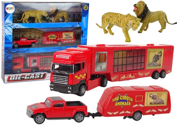 Circus Animals Vehicle Set The Circus Animals Truck + Car with Trailer