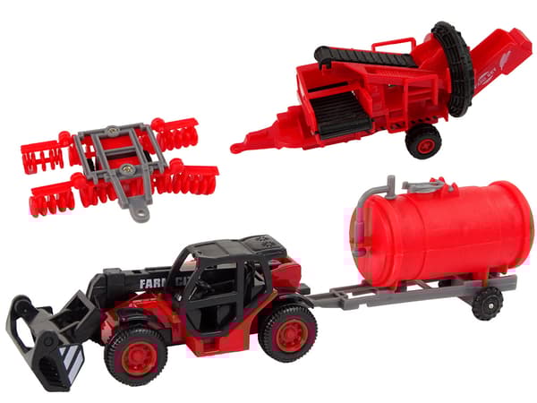 Set of Agricultural Vehicles Tractor 12 Pieces Metal