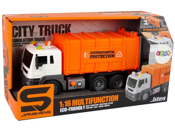 Rubbish Truck Friction Drive Sound Effects Orange 1:16 Segregation