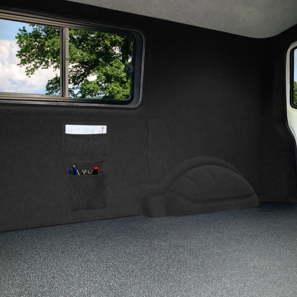 Skåpbilsinklädnad & 2 x Förvaringsfickor 5 Färger Matta 4-vägs Stretch 2m Bred 11m2 Täckning Bil Husbil Fordonsinteriör Campervan Renovering Verktyg