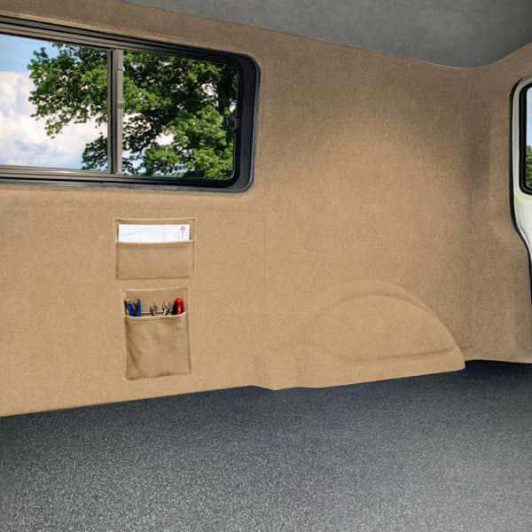 Skåpbilsinklädnad & 2 x Förvaringsfickor 5 Färger Matta 4-vägs Stretch 2m Bred 11m2 Täckning Bil Husbil Fordonsinteriör Campervan Renovering Verktyg