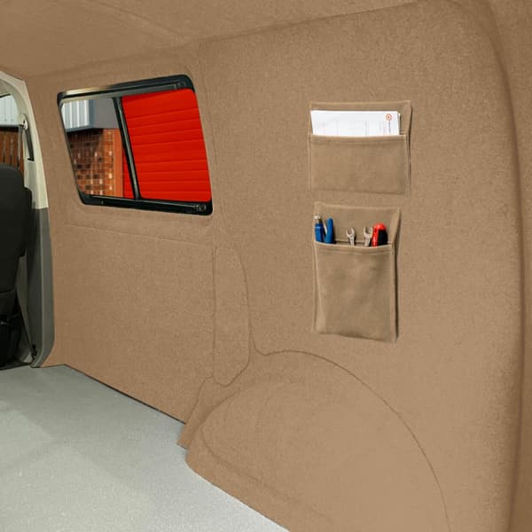 Skåpbilsinklädnad & 2 x Förvaringsfickor 5 Färger Matta 4-vägs Stretch 2m Bred 11m2 Täckning Bil Husbil Fordonsinteriör Campervan Renovering Verktyg