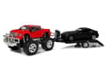 Miniatyrbillede 2 af 11: Set of Vehicles Red Monster Truck Black BMW Caravan 58 cm