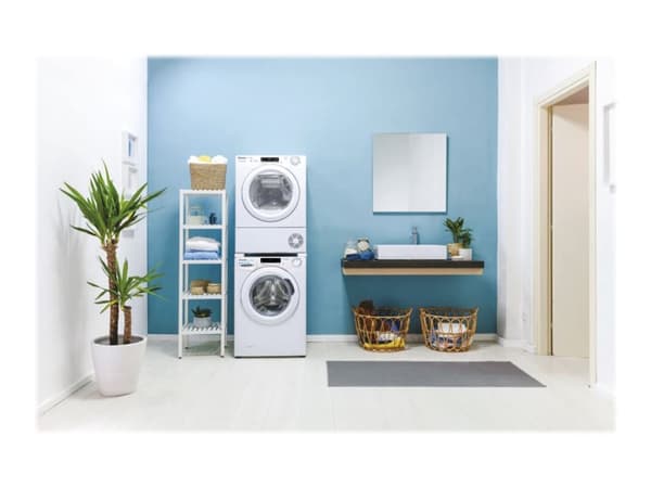 Candy Smart Pro CSOE H9A2TE-S, Vapaasti seisova, Edestä täytettävä, Lämpöpumppu, Valkoinen, Rotaatio, Kosketus, Vasen