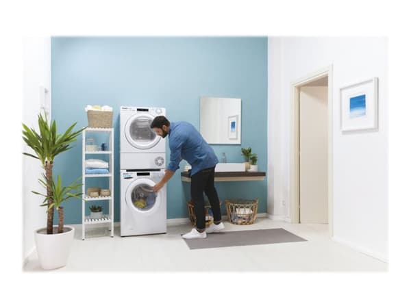Candy Smart Pro CSOE H9A2TE-S, Vapaasti seisova, Edestä täytettävä, Lämpöpumppu, Valkoinen, Rotaatio, Kosketus, Vasen