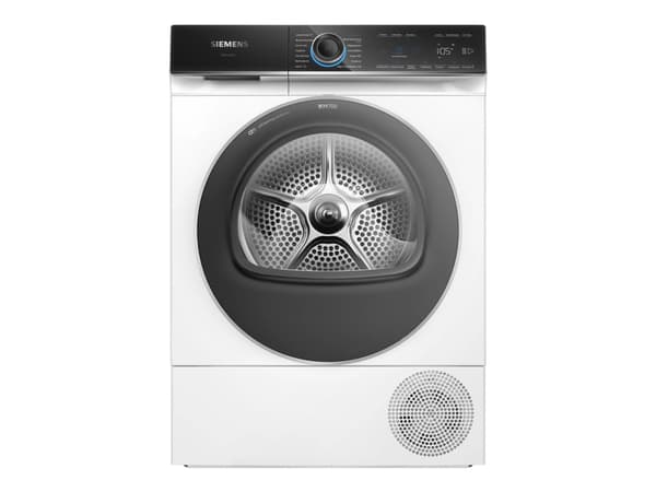 Siemens WQ46B2C40, Vapaasti seisova, Edestä täytettävä, Lämpöpumppu, Valkoinen, Rotaatio, Kosketus, Oikea
