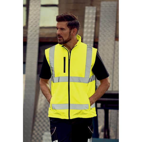 Yoko Mens Hi Vis Softshell Bodywarmer / Workwear