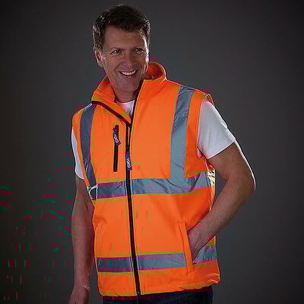 Yoko Hi Vis Softshell Bodywarmer för män / arbetskläder