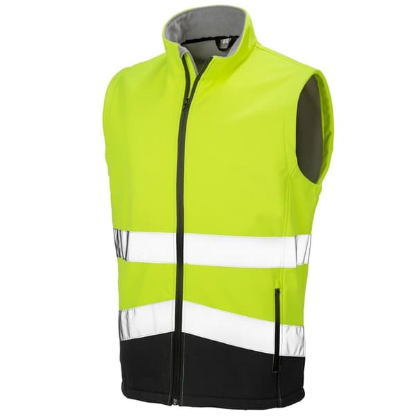 Result Safeguard Softshell Gilet til mænd med trykklar sikkerhed Fluorescent Yellow/Black 3XL