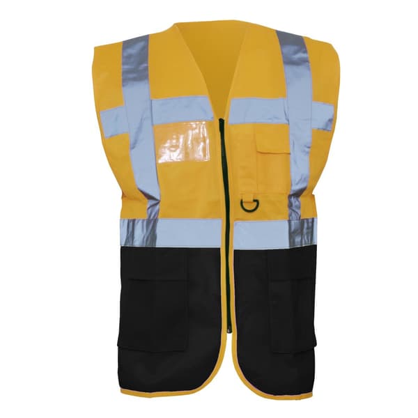 Yoko Hi-Vis Premium Executive/Manager Waistcoat / Jacket (Pack of 2) Orange/Black L