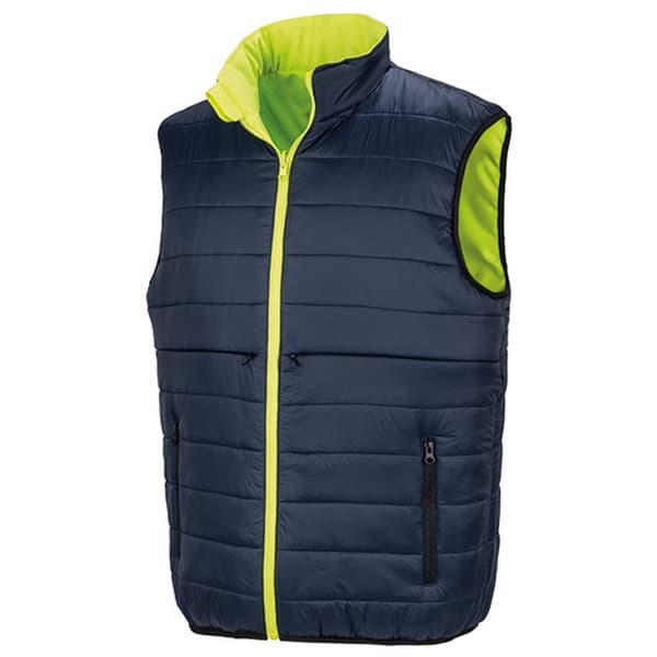 Result Safeguard Mens Reversible Soft Padded Safety Gilet för män Fluorescent Yellow/Navy L