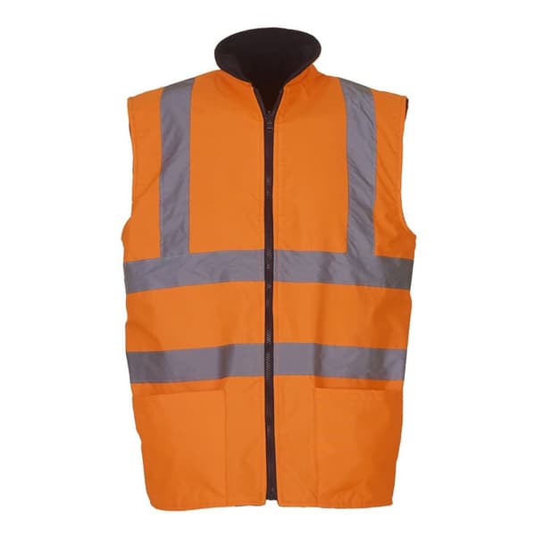 Yoko Mens Workwear Hi-Vis Reversible Fleece Vest / Jacket (Pack of 2)