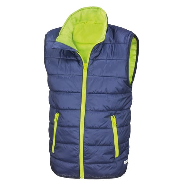 Result Core Bodywarmer uden ærmer og lynlås til børn/unge Navy/Lime M