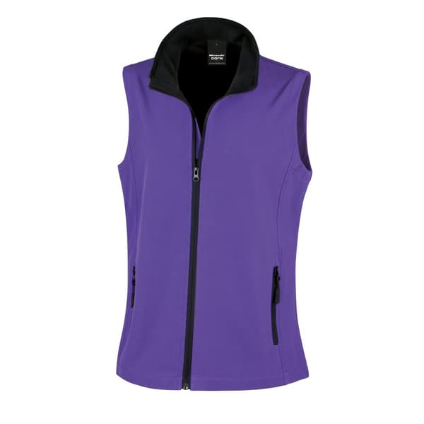 Result Core Womens/Ladies Printable Softshell Bodywarmer Purple / Black 2XL
