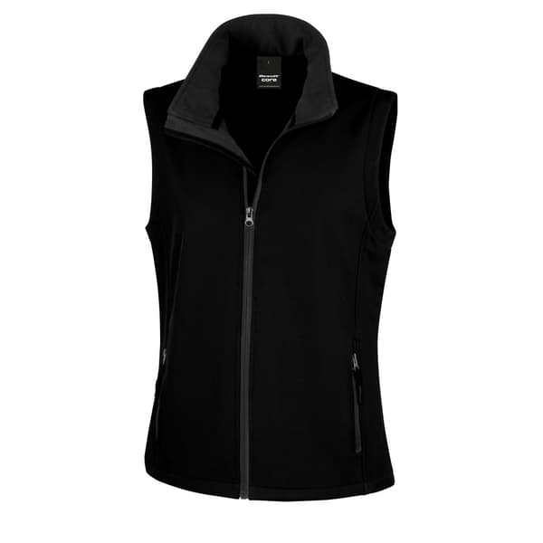 Result Core Womens/Ladies Printable Softshell Bodywarmer Black / Black XL