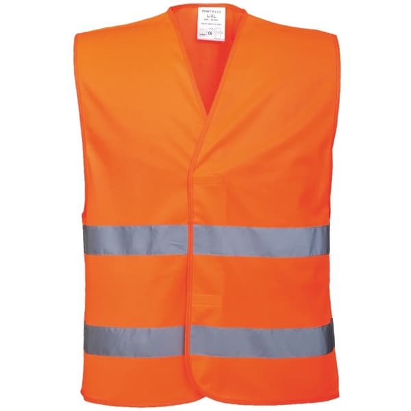 Portwest Unisex säkerhetsväst med två band med hög synlighet (2 st.) Orange SM