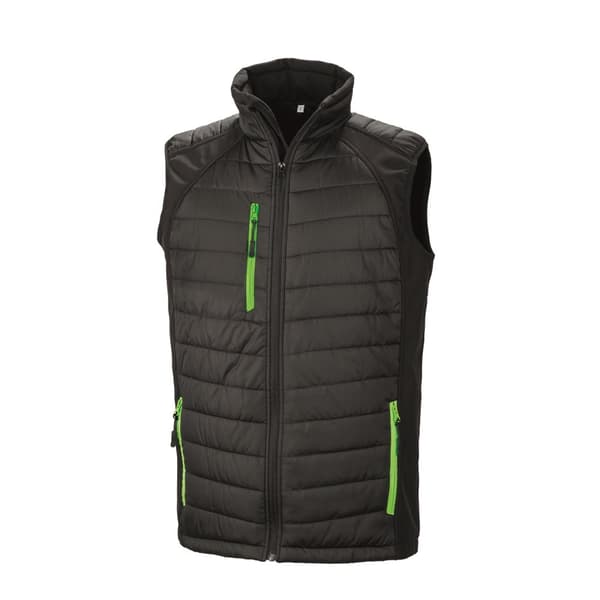 Result Sort kompas polstret softshell-gilet til mænd Black/Lime M
