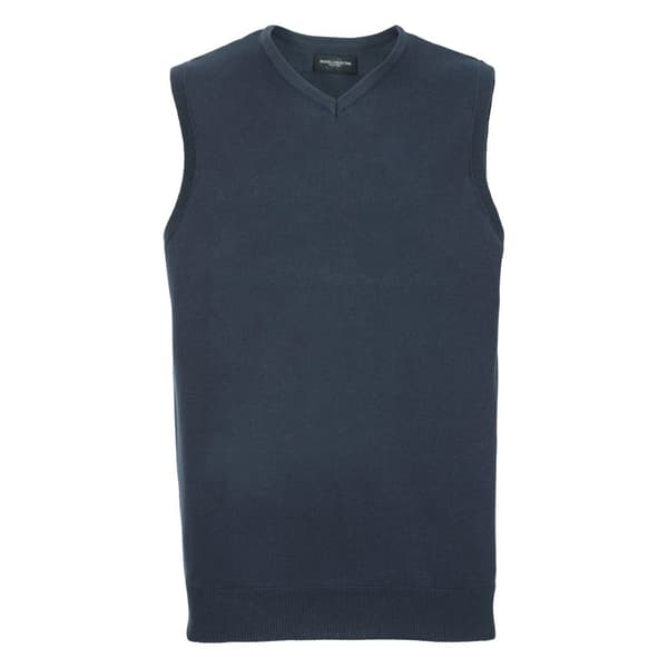 Russell Collection Mens V-Neck Sleevless Knitted Pullover Top / Jumper