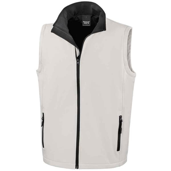 Result Mens Core Printable Soft Shell Bodywarmer White/Black 3XL