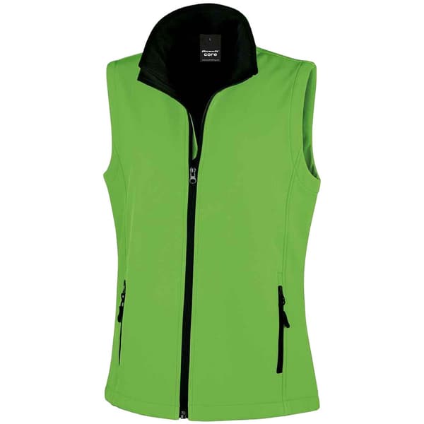 Result Womens/Ladies Core Printable Soft Shell Bodywarmer Vivid Green/Black L