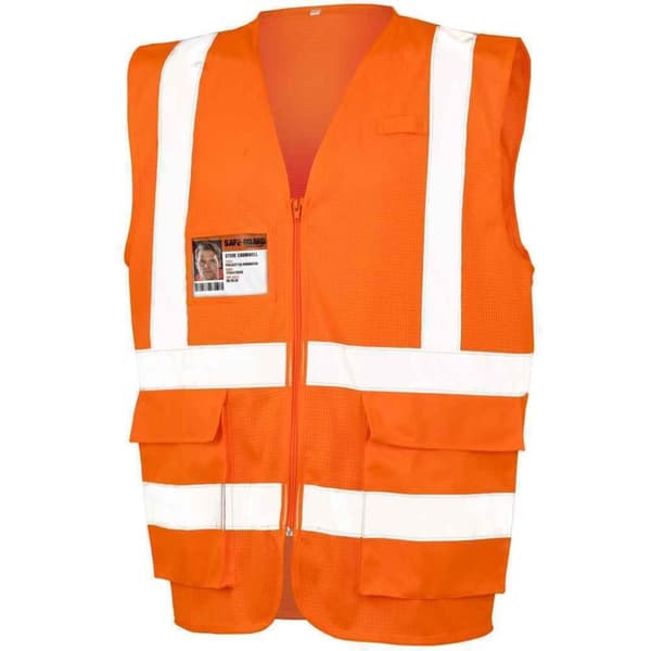 SAFE-GUARD by Result Unisex Adult Executive Mesh Safety Hi-Vis Vest Fluorescent Orange S