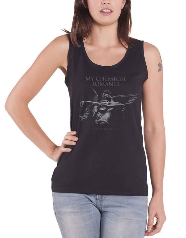 My Chemical Romance Vest Top Luigi Angel Official Womens Skinny Fit Black Black L