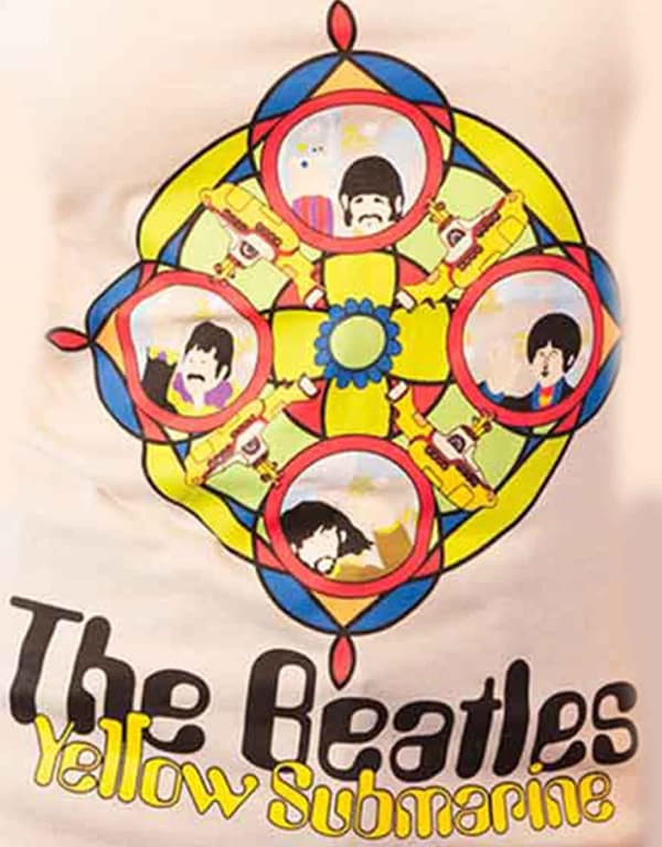 The Beatles Vest Yellow Submarine Logo Official Womens Cream Skinny Fit Top