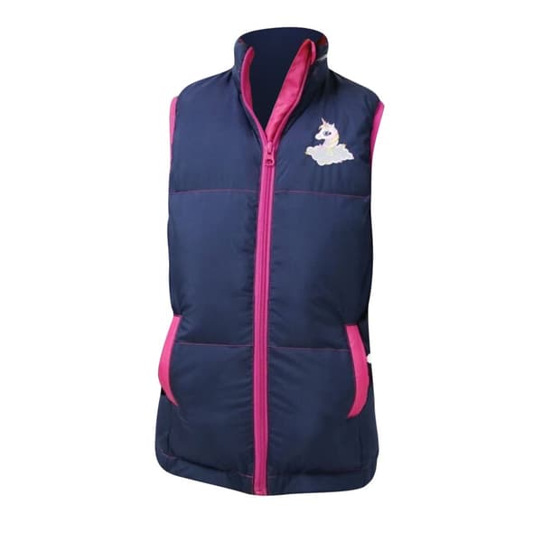 Little Rider Girls Unicorn Gilet Navy/Pink 5-6 Years