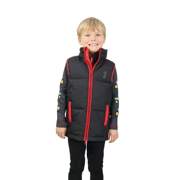 Little Knight Boys Tractor Collection Gilet Grey/Red 3-4 Years