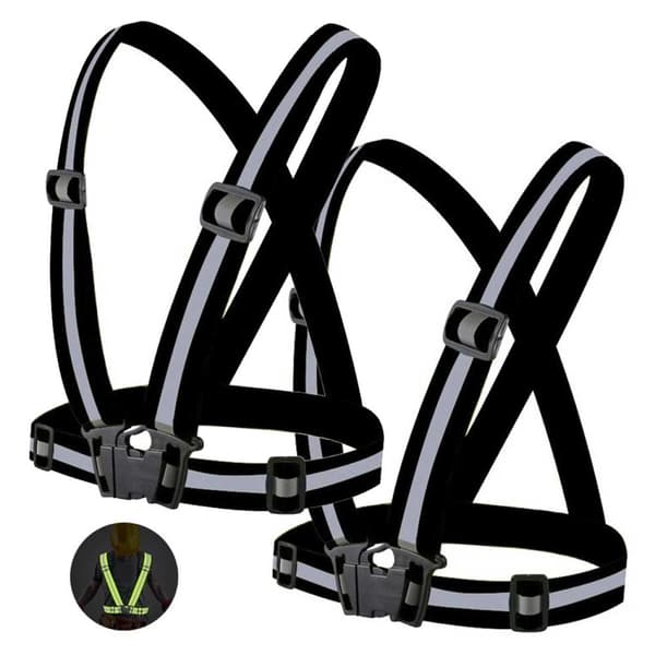 2-Pack Reflexväst Reflexsele för Löpning och Cykling Svart