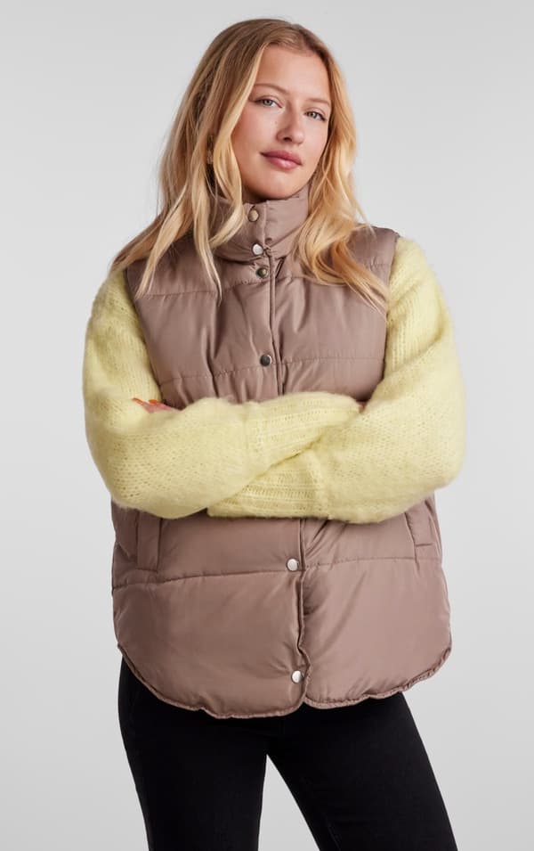 Pieces - pcTee Waistcoat Mörkbeige S