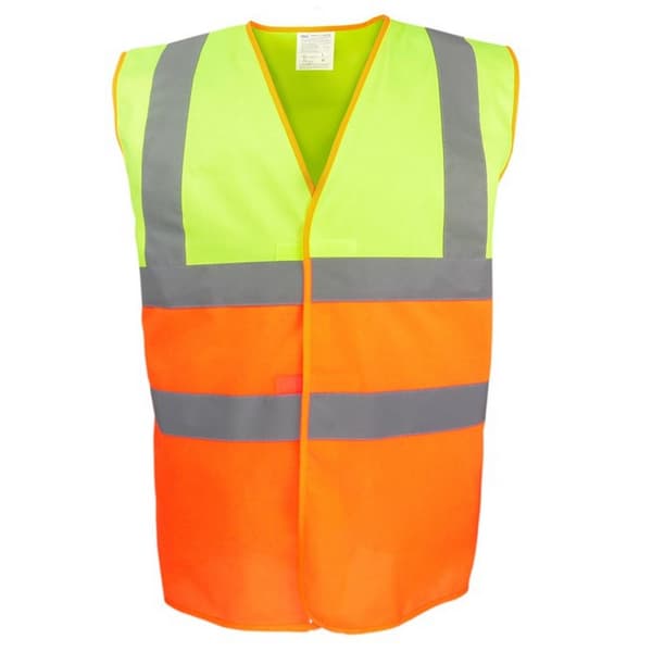 Yoko Unisex-voksen tofarvet hi-vis vest til voksne Yellow/Orange 3XL