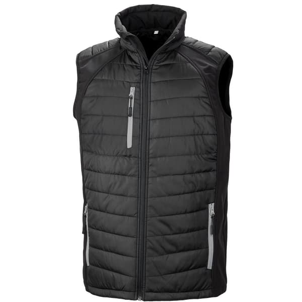 Result Genuine Recycled Unisex Adult Compass Softshell Padded Gilet för vuxna Black/Grey L