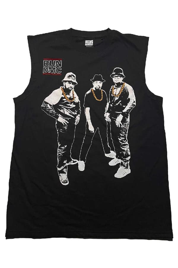 Run DMC Vest Top Gold Chains Photo Official Mens Black