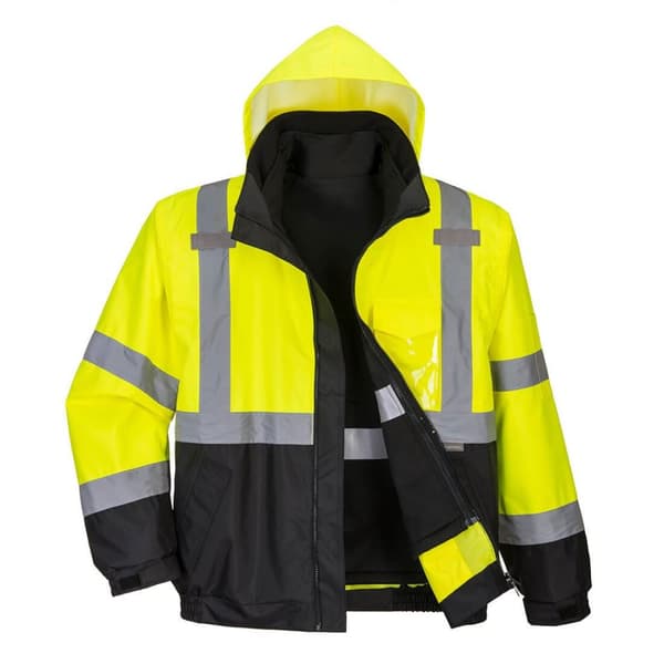 Portwest Mens Premium 3 In 1 High-Vis Bomber Jacket Yellow/Black XL