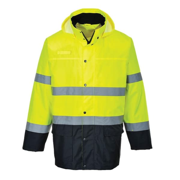 Portwest Mens Contrast Lite Hi-Vis Traffic Jacket Yellow/Navy 3XL