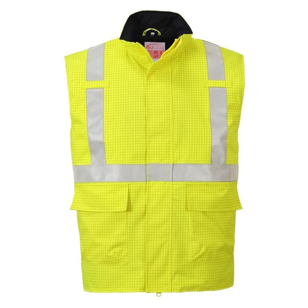 Portwest Herre Hi-Vis Bizflame Rain Anti-Static Gilet til mænd Yellow L