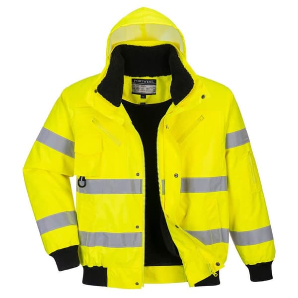 Portwest Mens 3 i 1 Hi-Vis Bomber Jacket Yellow 3XL