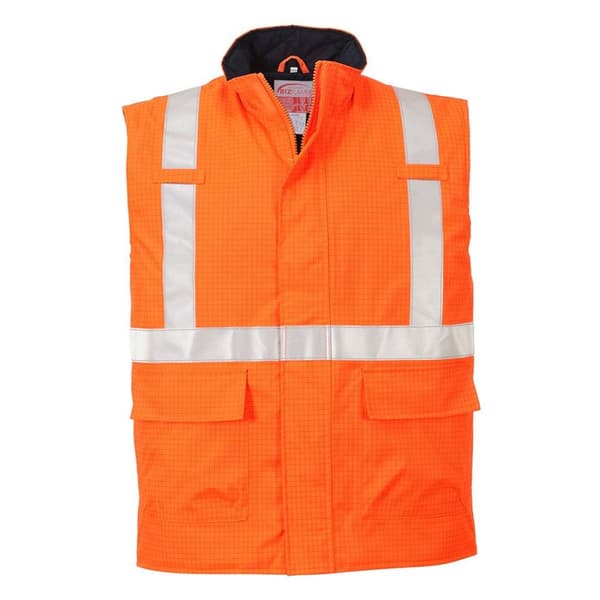 Portwest Herre Hi-Vis Bizflame Rain Anti-Static sikkerhedsvest til mænd Orange L