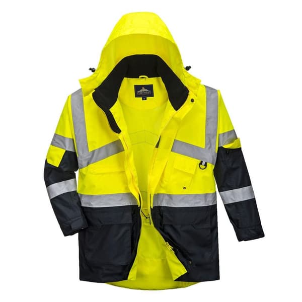 Portwest Herre kontrast Hi-Vis vandtæt jakke Yellow/Navy XXL
