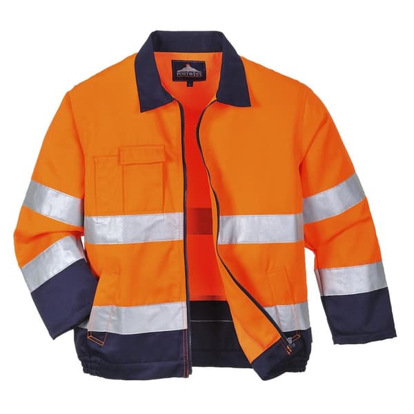 Portwest Madrid Contrast High-Vis Bomber Jacket för herrar Orange/Navy XL