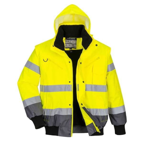Portwest 3 i 1 Hi-Vis bomberjakke til mænd Yellow/Grey L