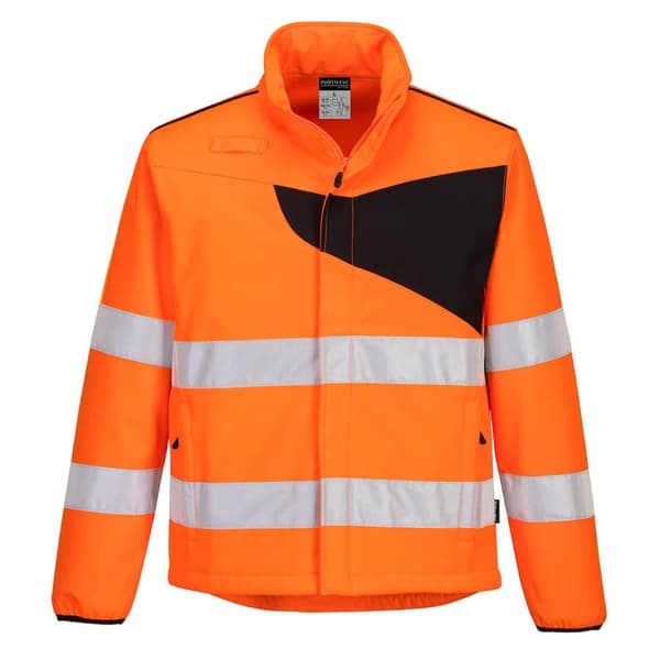 Portwest Mens PW2 Softshell High-Vis Safety Jacket Orange/Black 3XL