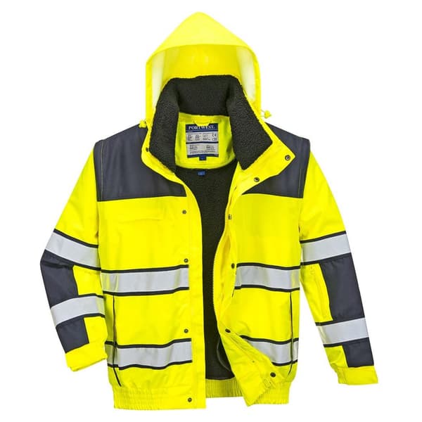 Portwest Mens Classic 3 In 1 Hi-Vis Winter Bomber Jacket