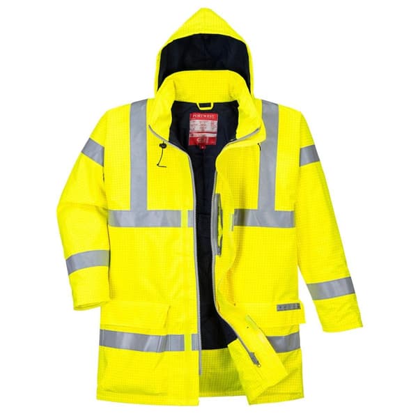 Portwest Herre Hi-Vis Bizflame regn antistatisk jakke