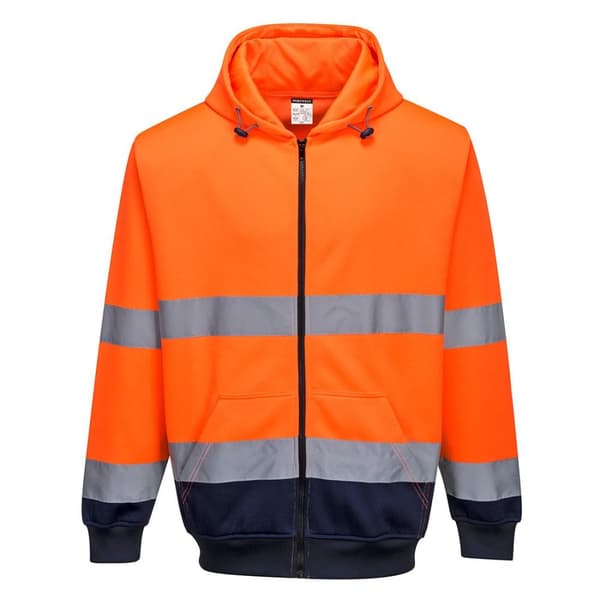 Portwest Mens kontrast Safety Full Zip Hoodie