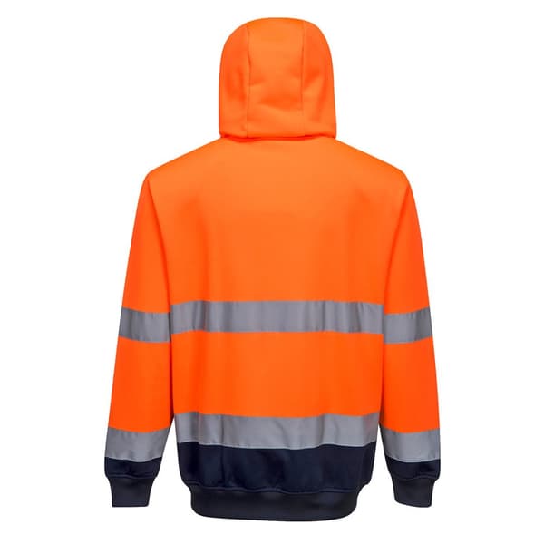 Portwest Mens kontrast Safety Full Zip Hoodie Orange/Navy S
