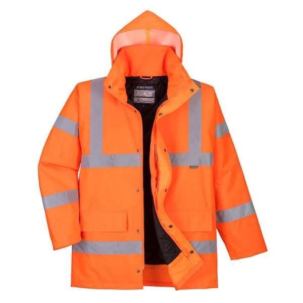 Portwest Mens Hi-Vis Safety Traffic Jacket Orange XS