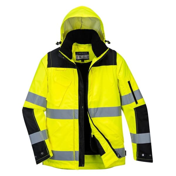 Portwest Mens Hi-Vis 3 In 1 Winter Jacket Yellow/Black 3XL